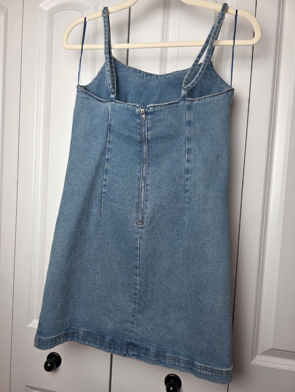 Lone Star- Light Wash Denim Mini Dress W/ Spaghetti Straps EUC Size -S - Picture 4 of 9